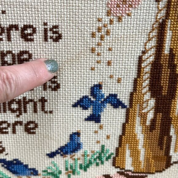 Vintage Cross Stitch Prayer of St. Francis Wall Religious Decor Framed No Glass - Picture 9 of 17